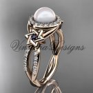 14kt rose gold, diamond, Star of David jewish ring, engagement ring, Cultured Pearl VHP10016