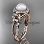 14kt rose gold, diamond, Star of David jewish ring, engagement ring, Cultured Pearl VHP10016