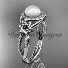platinum, diamond, Star of David jewish ring, engagement ring, Cultured Pearl VHP10016