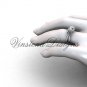 14kt white gold diamond Fleur de Lis, halo engagement ring VD208140