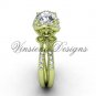 14kt yellow gold diamond Fleur de Lis, halo engagement ring VD208140