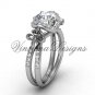 Platinum diamond Fleur de Lis, halo engagement ring VD208140