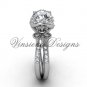 Platinum diamond Fleur de Lis, halo engagement ring VD208140
