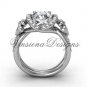 Platinum diamond Fleur de Lis, halo engagement ring VD208140
