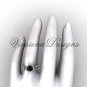 14kt white gold diamond Fleur de Lis, halo engagement ring, enhanced Black Diamond VD208140
