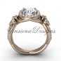 14kt rose gold diamond Fleur de Lis, halo engagement ring VD208127