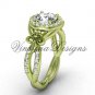14kt yellow gold diamond Fleur de Lis, halo engagement ring VD208127