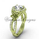 14kt yellow gold diamond Fleur de Lis, halo engagement ring, One Moissanite VD208127