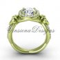 14kt yellow gold diamond Fleur de Lis, halo engagement ring, One Moissanite VD208127