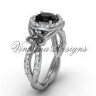 Platinum  diamond Fleur de Lis, halo engagement ring, enhanced Black Diamond VD208127