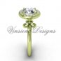 14kt yellow gold diamond, halo ring, Fleur de Lis engagement ring VD208129