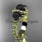 14kt yellow gold three stone, Round Tahitian Black Cultured Pearl engagement ring VBP1007
