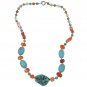 Dyed Howlite & Carnelian 26" Fancy Beaded Strand Necklace