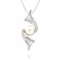 8-9mm Button Cultured Freshwater Pearl Topaz 925 Silver 18" Pendant Necklace