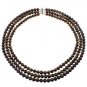 8mm Round Dyed Chocolate Cultured Freshwater Pearl 18" Three Row Strand Necklace