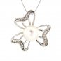9-10mm Button Cultured Freshwater Pearl Topaz 925 Silver 18" Pendant Necklace