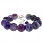 12mm Faceted Round Purple Agate 8.5" Silver Clasp Beaded Strand Bracelet