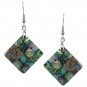 20mm Diamond, Abalone Shell Cultured Pearl Base Metal Dangle Earrings