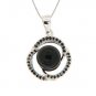 8mm Round Black Onyx Black Spinel 925 Sterling Silver 18" Pendant Necklace