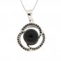 8mm Round Black Onyx Black Spinel 925 Sterling Silver 18" Pendant Necklace