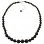 6-16mm Faceted Round Black Onxy 17" Beaded Strand Journey Necklace