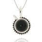 10mm Round Black Onyx Black Spinel 925 Sterling Silver 18" Pendant Necklace