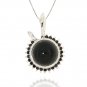 10mm Round Black Onyx Black Spinel 925 Sterling Silver 18" Pendant Necklace