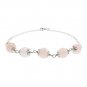 8mm Faceted Round Rose Quartz 925 Sterling Silver 7.5" Link Bracelet