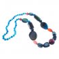 Blue and Maroon Agate Beaded Strand 30 Inches Long Fancy Endless Necklace