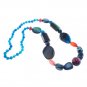 Blue and Maroon Agate Beaded Strand 30 Inches Long Fancy Endless Necklace