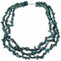3-7mm Chips Azurite 18 Inches Long Strand Three Row Necklace