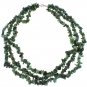 3-7mm Chips Emerald Three Row 18" Sterling Silver Clasp Strand Necklace