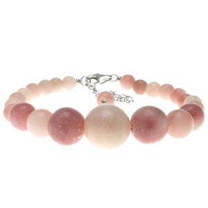 6-12mm Round Pink Opal 6.5" Beaded Strand Journey Bracelet