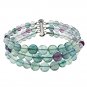 6-10mm Round Fluorite 7.5" Three Row Beaded Strand Journey Bracelet