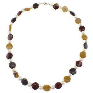 Mookaite Cultured Freshwater Pearl 18" Beaded Necklace