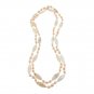 7-8mm Oval Orange Cultured Freshwater Pearl White Shell 48" Endless Necklace