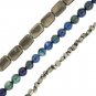 Pyrite Nuggets Flat Square Azurite Round Set of 3 15" Bead Strands