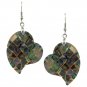 25mm Fancy Heart, Abalone Shell Cultured Pearl Base Metal Dangle Earrings