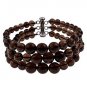 6-10mm Round Smokey Quartz 7.5" Three Row Beaded Strand Journey Bracelet