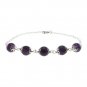8mm Faceted Round Amethyst 925 Sterling Silver 7.5 Inches Long Beaded Bracelet