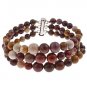 6-10mm Round Mookaite 7.5" Three Row Beaded Strand Journey Bracelet