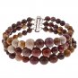 6-10mm Round Mookaite 7.5" Three Row Beaded Strand Journey Bracelet