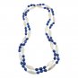 7-8mm Oval Blue White Cultured Freshwater Pearl White Shell 48" Endless Necklace