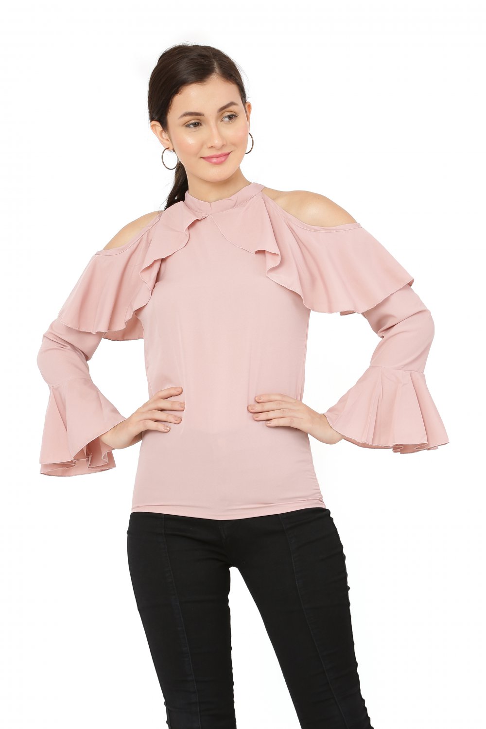 Rossa Flounce Tops for Women | Frilly Tops for Women | Neck Frill Collar for Vacation, Office, Parti