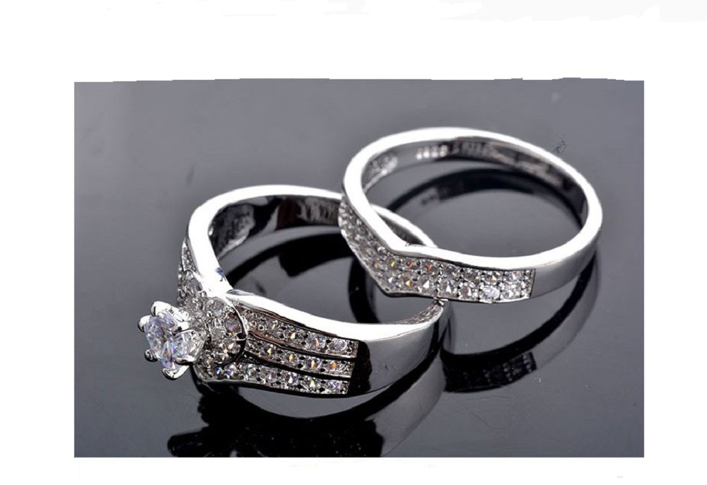 Silver Plated Heart Wedding Rings For Women Romantic Accessories Fashion Party Unique Rings (6)