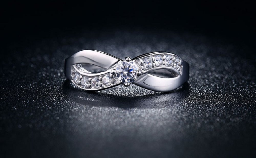 18K White Gold Plated X letter jewelry ring for women Cubic zirconia diamond & crystal ring (6)