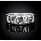 Silver Plated Wedding Jewelry with L-O-V-E Letters Romantic Engagement Ring for Girlfriend(Size 7)