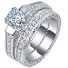 Luxury 18K White Gold Plated Bling Clear Silver Cubic Zirconia Couple Party Lover's Ring (7)