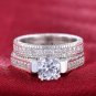 Luxury 18K White Gold Plated Bling Clear Silver Cubic Zirconia Couple Party Lover's Ring (8)