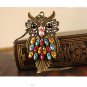 Retro Vintage Colorful Rhinestone Bronze Owl Long Chain Jewelry Pendant Necklace